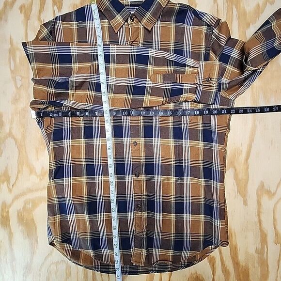 Wallace & Barnes Heavyweight Flannel Shirt In Brown Navy Plaid Men's Size M‎ - Picture 6 of 6